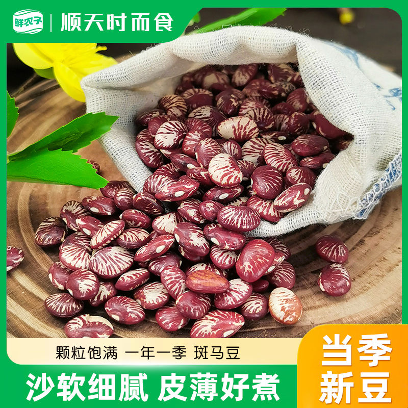 斑马豆肾形豆农家自种五谷杂粮荷包豆花芸豆大圣豆粗粮新货500g