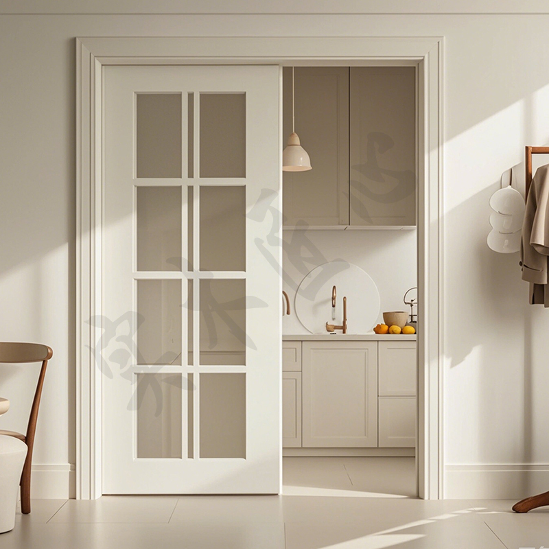 厨房推拉门实木门隔断门定制法式简约客厅折叠门阳台吊轨门玻璃门