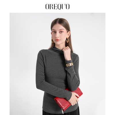 OREQUO HOLIDAY 秋冬法式双面软羊绒中高领打底衫经典百搭保暖衫