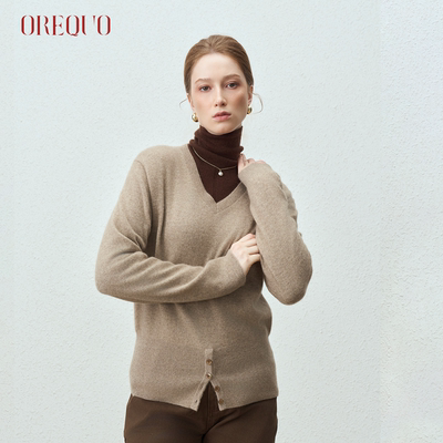 羊绒衫女100%纯羊绒v领上衣