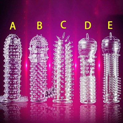 Adult Penis Sleeve Reusable Condoms Sex Toys for Men Delay