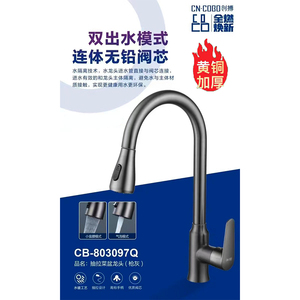 全铜厨房抽拉式水龙头冷热家用防溅水槽可伸缩可旋转洗菜盆龙头