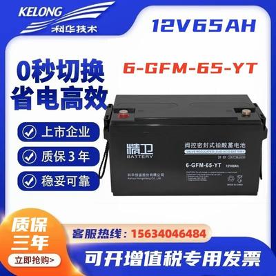 科华免维护铅酸蓄电池12V65AH蓄电池ups电源铅酸电池6-GFM-65-YT
