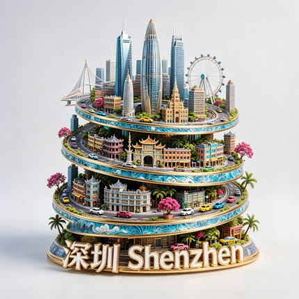 深圳冰箱贴城市金属3D浮雕景点旅游纪念品加强磁力四层建筑旋转款