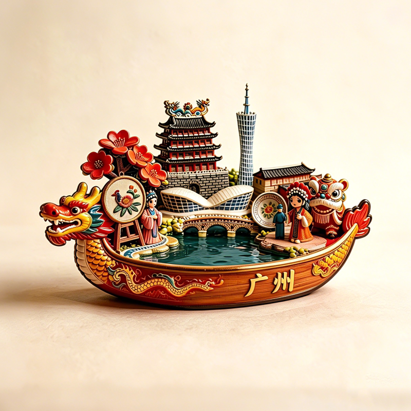 广州冰箱贴城市旅游文创纪念品景点浮雕海滨城市旅游金属加强磁力