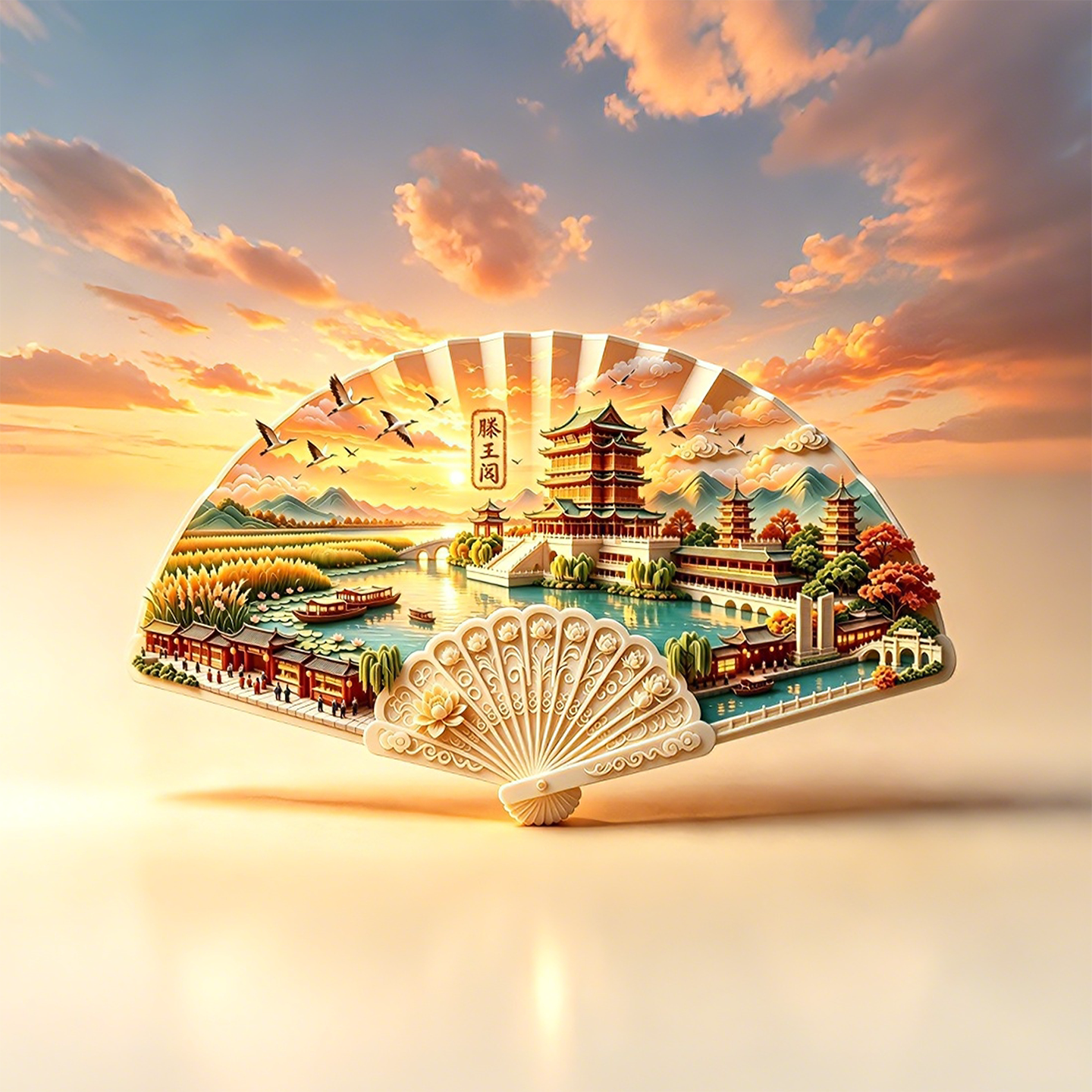 南昌文创冰箱贴江西滕王阁景点金属3D磁吸浮雕旅游纪念品赣江礼物