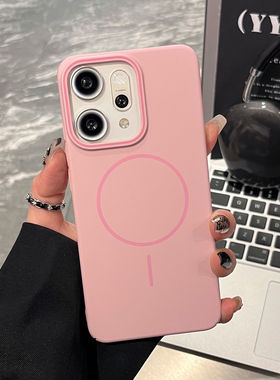 高级感岩白色Magsafe磁吸无线充电适用oppoReno14手机壳超薄14pro肤感微磨砂13亚克力12pro硬11保护套10pro