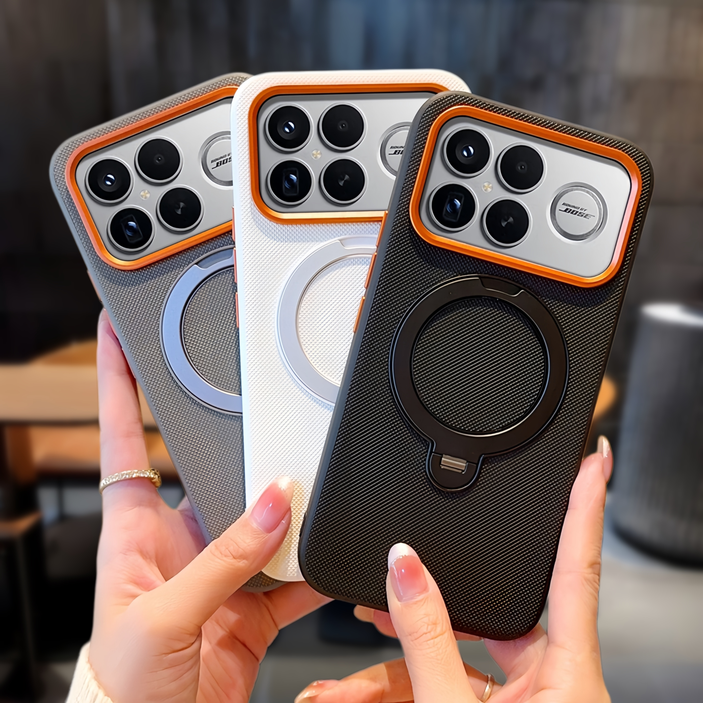 适用红米k90promax手机壳新款小米k90冠军版360旋转支架素皮壳k80磁吸支点壳17pm全包防摔保护套17ultra男女