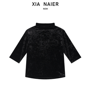 丝绒内搭上衣66327 半高领五分袖 90聚酯纤维10氨纶