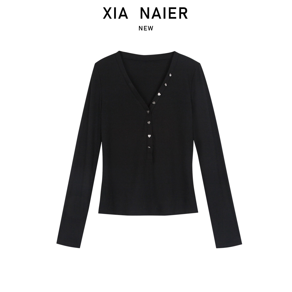 【36棉+23桑蚕丝】25秋冬V领显瘦T恤设计百搭打底衫110758