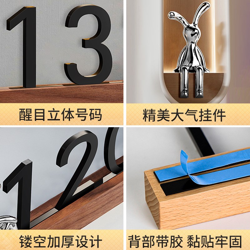 速发创意发光门牌号码牌家用带灯轻奢小区别墅房房号立体数字门贴