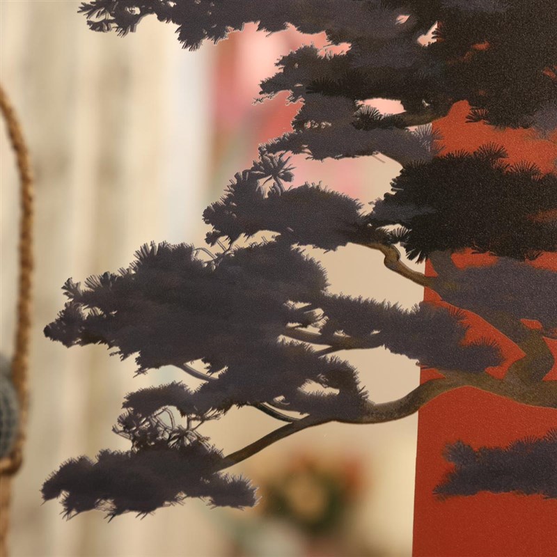 速发新中式禅意松树镜子画客厅玄关装饰画复古风餐厅卧室挂画图片