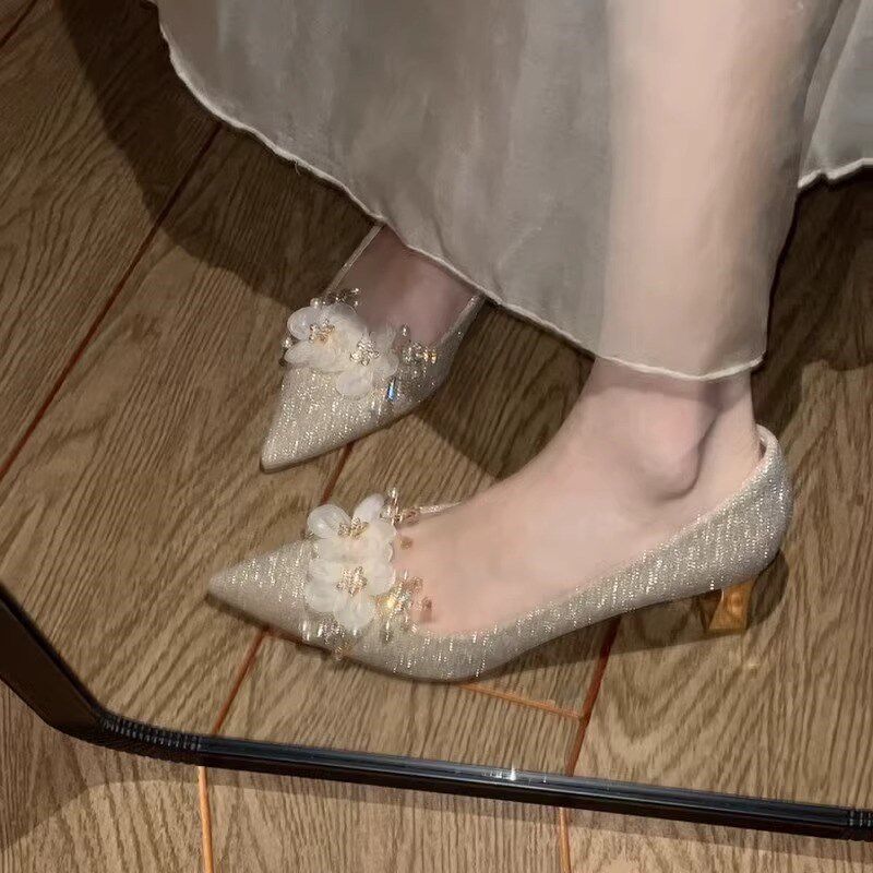 速发主婚纱结婚婚鞋新娘鞋秀禾服两穿旗袍水晶高跟鞋伴娘鞋日常可