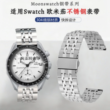 适配欧米茄swatch联名表带不锈钢带moonswatch史努比1965地相月球