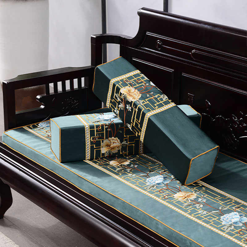 刺绣中式红木沙发坐垫四季沙发椅海绵垫子防滑做通用家具实木