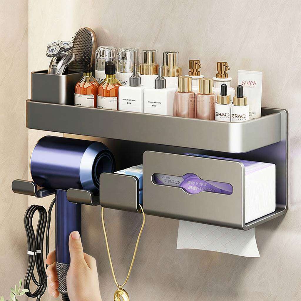 吹风机置物架免打孔卫生间电吹风挂架戴森吹风筒支架浴室收纳架子