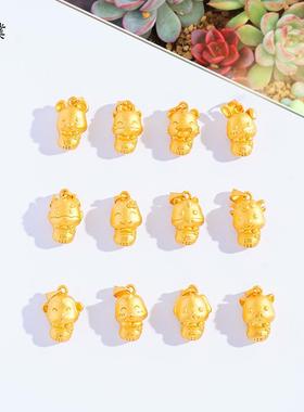 新久不掉色古法精致沙金diy配件十二生肖吊坠项链本命年老虎手链