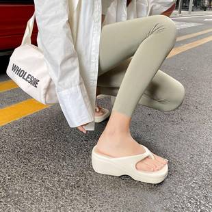 凉拖鞋 厚底人字拖女户外欧美时尚 高跟鞋 夹脚拖鞋 海边沙滩鞋