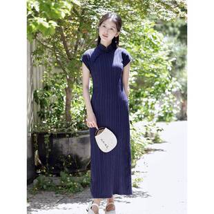 文艺自然 连旗袍长款 佳芝 弹力提花短袖 衣裙 2024夏新王款 2896季