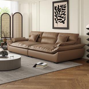 政府补贴华瑞娜意式覆古真皮奥克兰高靠背帆船沙发客厅大坐深沙发