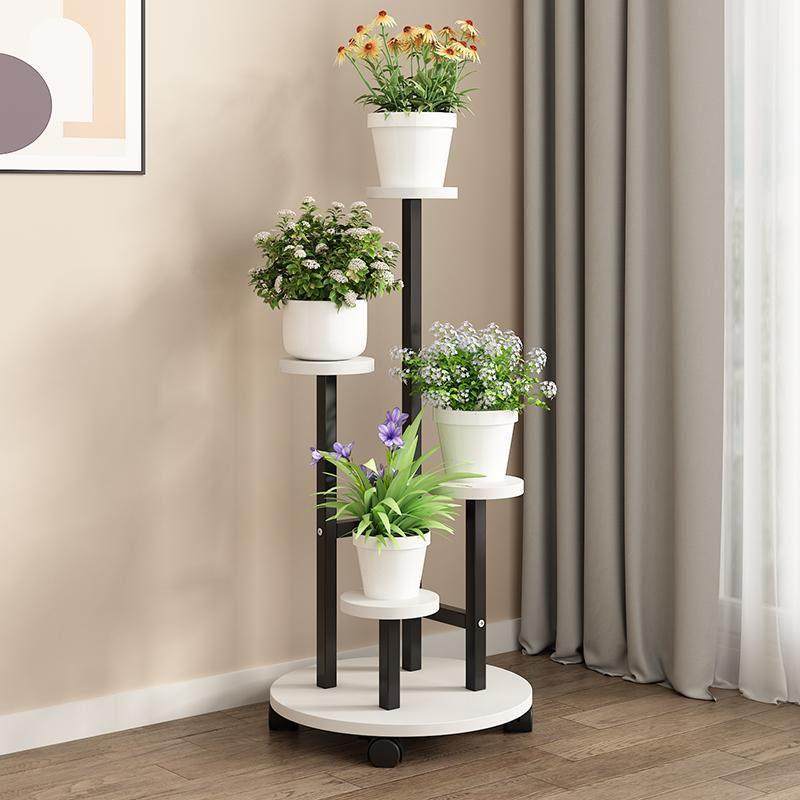 铁艺花架子客厅落地式简约多层置物架绿植摆放架带轮可移动花盆架