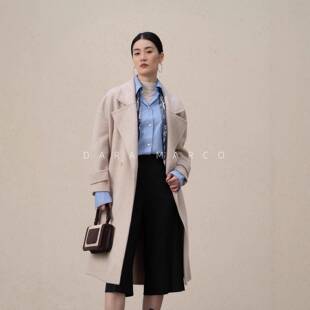 「茧型慵懒风」翻驳领廓形山羊绒混纺双面呢长款 大衣外套女25秋冬