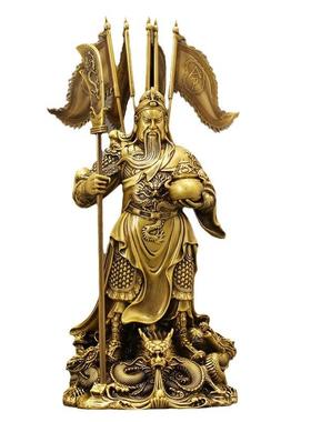 关公关二爷黄铜摆件工艺品九龙关公家居客厅摆件办公室店铺装饰品