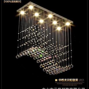 长方形餐厅水晶吊灯创意现代简约饭厅吊灯客厅玄关水晶吊灯吧台灯