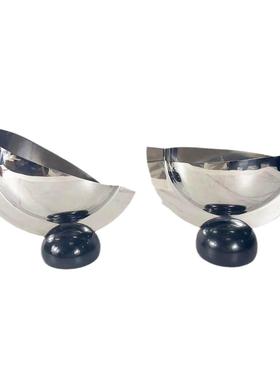 北欧现代亮面不锈钢大理石底座创意花器客厅电视柜干花花瓶摆件