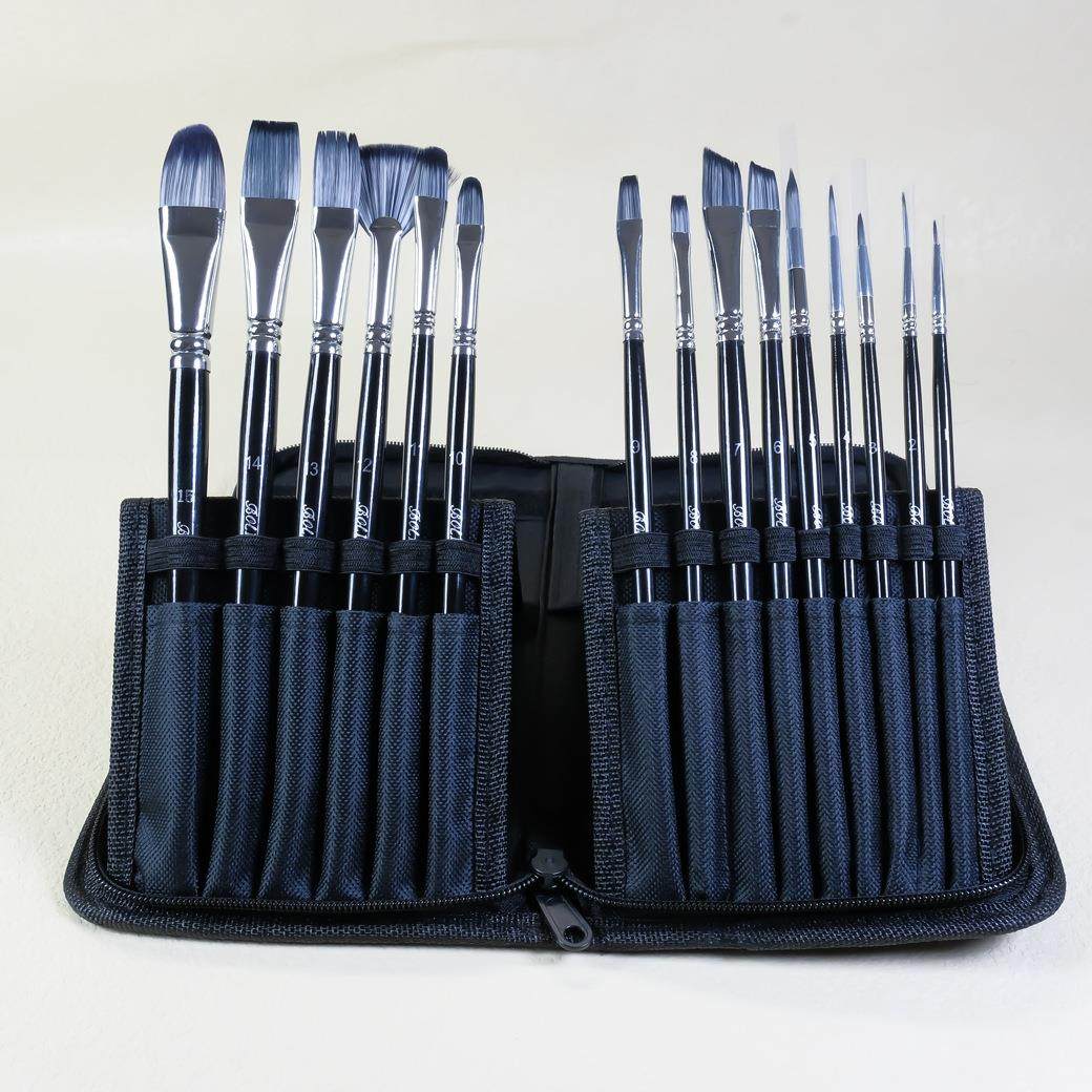 15支尼龙人体彩绘画笔套装水粉丙烯刷包带刮刀海绵工具全套