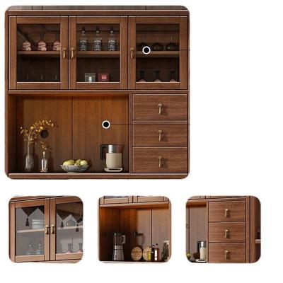 新中式实木餐边柜储物酒柜一体靠墙高柜现代简约餐厅碗柜收纳柜