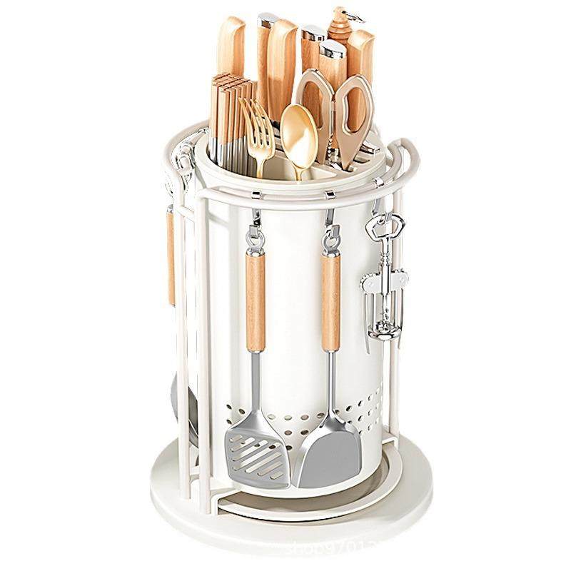 厨房旋转刀架置物架锅铲勺筷子筒菜刀架一体收纳盒多功能家用,厨房/烹饪用具,抹布架/厨房清洁收纳架,淘宝优惠券,粉丝福利购,淘宝优惠卷
