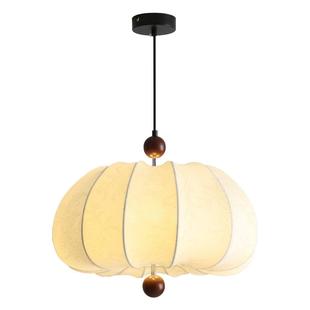 布艺吊灯2025年新款 复古侘寂风主卧灯中古风南洋风民宿卧室实木灯