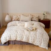 全棉针织棉四件套天竺棉被套床单亲肤裸睡床上用品4件裸睡级