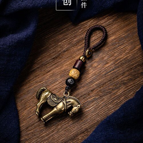 创意黄铜十二生肖属相马挂件马到成功小马汽车钥匙扣吊坠装饰配件