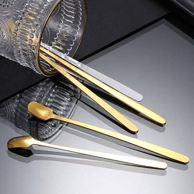 不锈钢勺子钛金方头勺长柄咖啡勺蜂蜜搅拌勺暖暖杯礼品勺马克杯勺