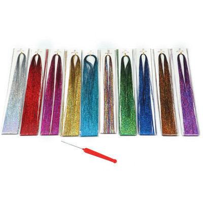 炫彩无痕金银丝接发七彩闪亮金丝夜店接发镭射丝套装hair tinsel