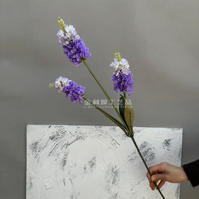 野趣自然风3叉薰衣草仿真花外贸跨境假花装饰婚礼路引插花