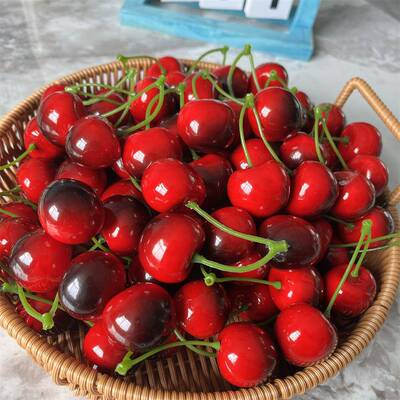 源头工厂泡沫小水果仿真大樱桃双叉车厘子模型家居装饰道具假水果