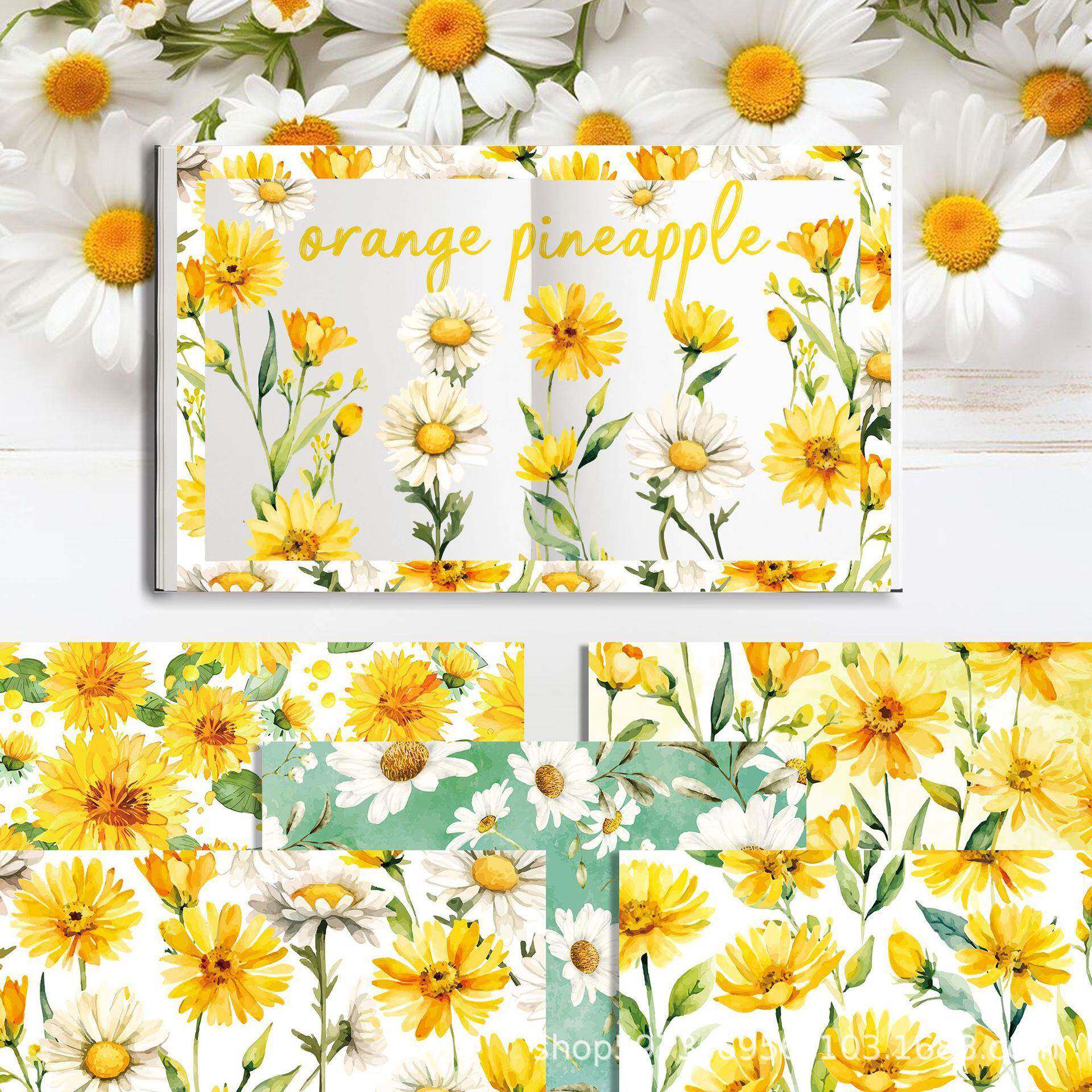 WW136亚马逊小雏菊菊花秋天文创装饰手账素材纸剪贴本背景纸