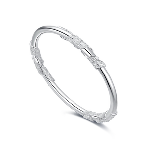 周九喜足银9999手镯女繁花似锦手环实心镯子送女友送妈妈生日礼物