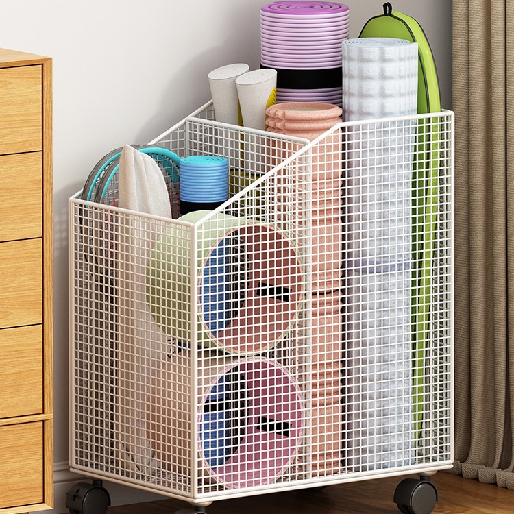 瑜伽垫收纳筐带轮健身器材收纳架篮球运动器材收纳桶枪玩具置物架