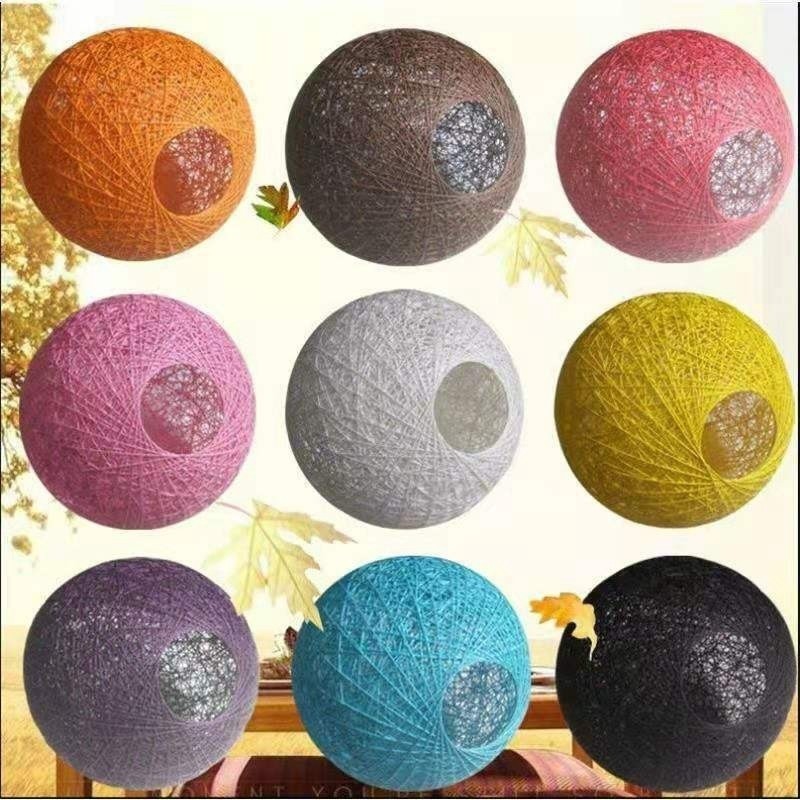 ?jh灯罩防刺眼婴儿简约麻球灯罩藤编藤球外壳LED灯泡创意台灯吊