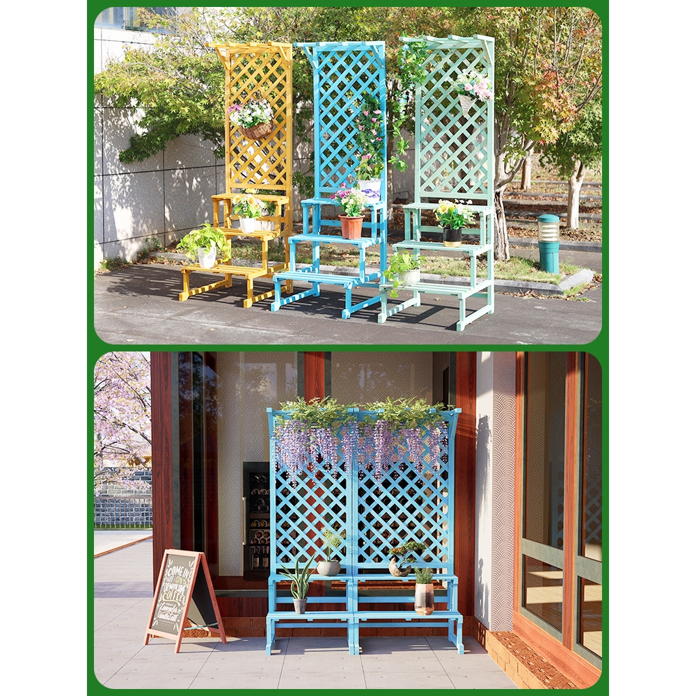 防腐木花架实木花盆架子户外网格阳台庭院层架隔断花箱爬藤置物架