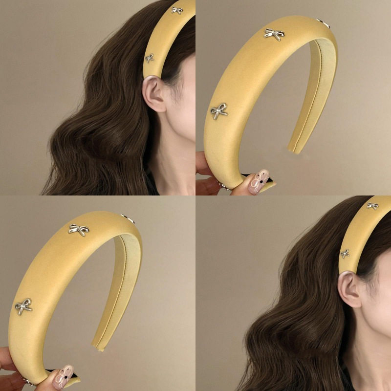 芝士奶油黄~法式蝴蝶结发箍女2025新款甜美ins少女高颅顶头箍盘发