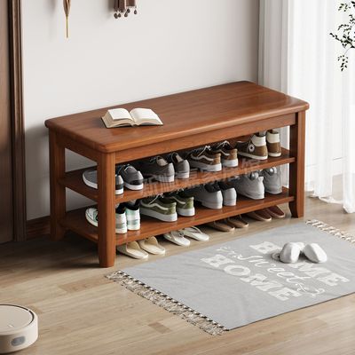 全实木换鞋凳家用门口入户可坐鞋柜坐凳一体进门鞋架免安装穿鞋凳