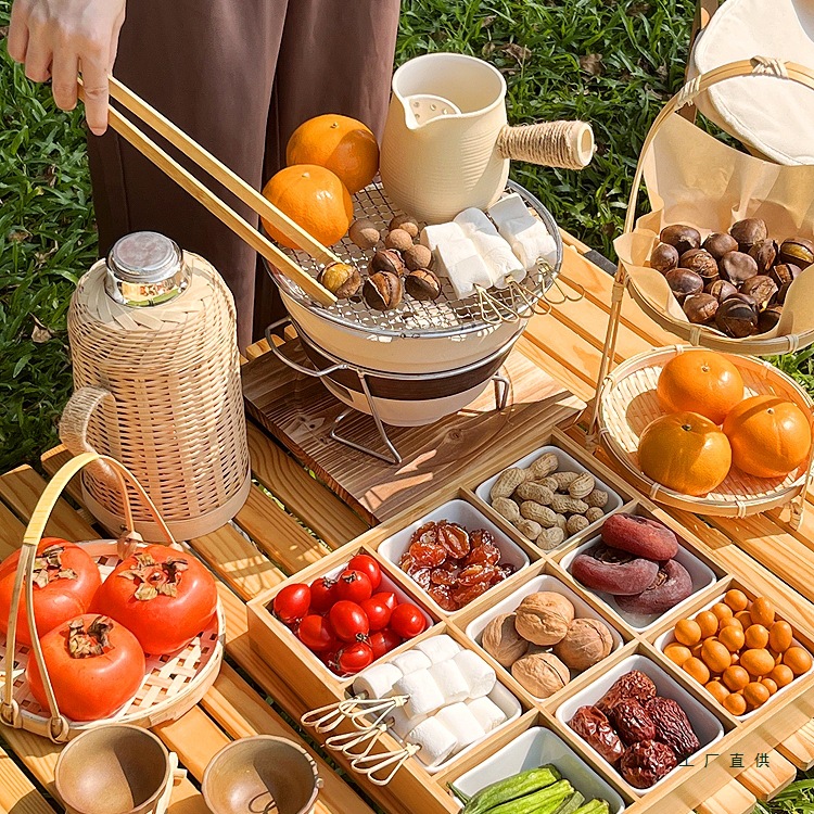 托盘围炉煮茶果盘中式点心盘糕点盘糕点摆盘九宫格干果盘配件摆件