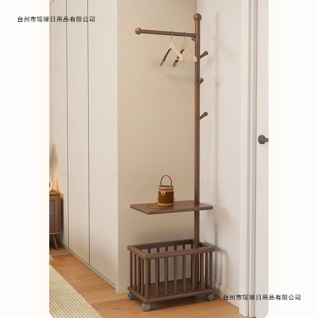 实木收纳新款多功能脏衣篓挂衣架衣帽架一体卧室床边收纳柜置物架