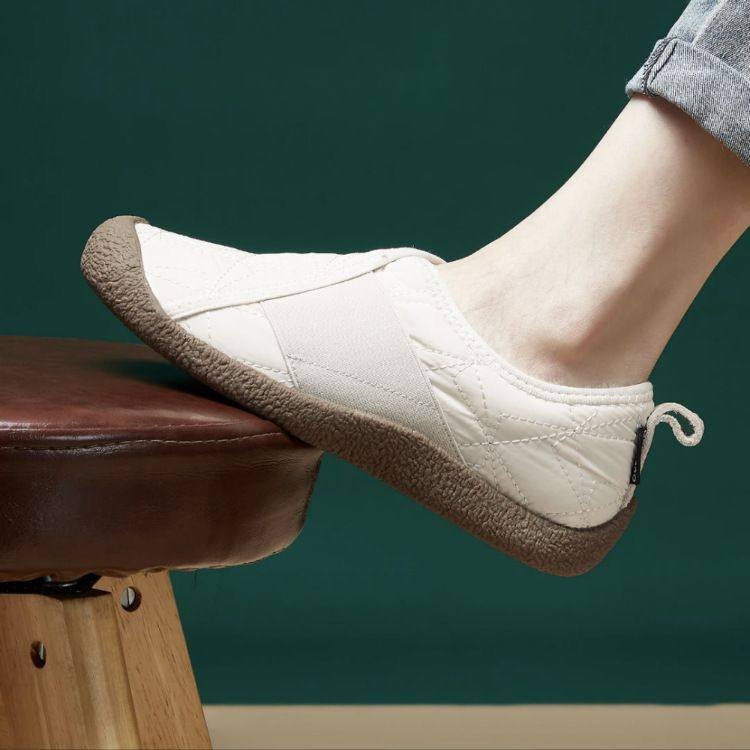 新女冬季新款棉鞋低帮橡胶软底一脚蹬防滑轻便舒适保暖女棉鞋