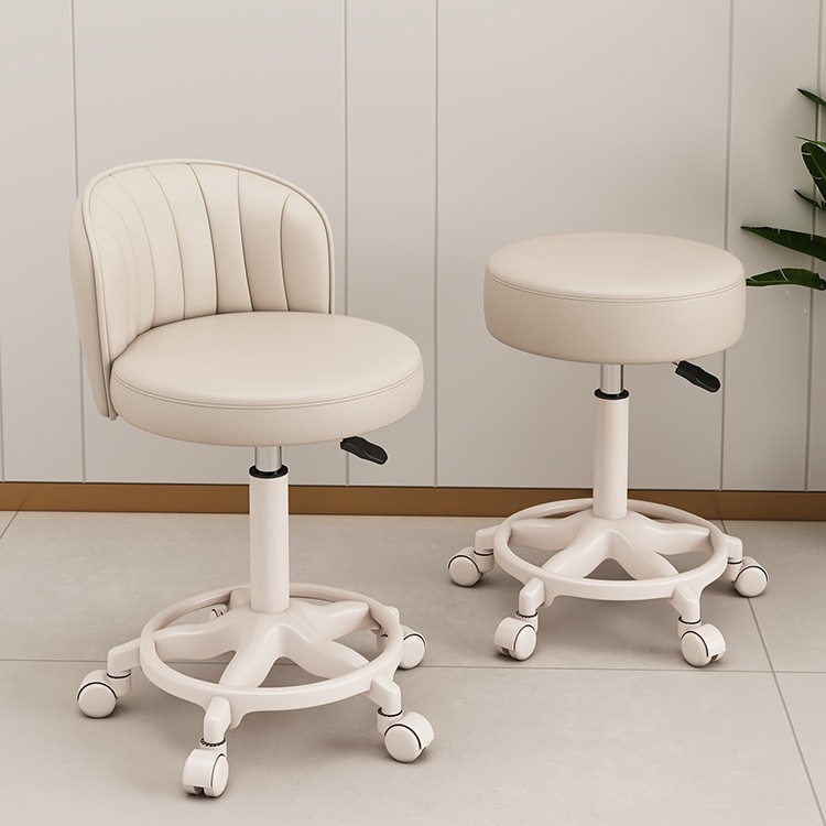 美容凳升降旋转滑轮圆凳子美甲化妆靠背椅子理发大工凳美容院专用
